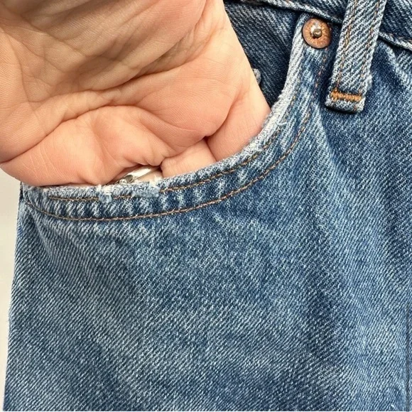 AGOLDE feel good blue buttonfly woman distress high rise straight ankle jean 28 - Picture 8 of 12